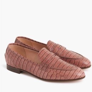 Jcrew pink crocodile print loafers size 8.5 pink